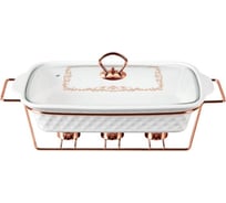 Керамический мармит Lara ROSE GOLD 2.9 л, 40,9 см, 3 свечи, сверхбелый фарфор, стеклянная крышка LR12-04 ROSE GOLD