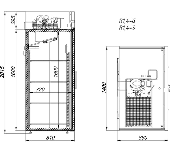 Шкаф холодильный ARKTO (0…+6С) с глухой дверьюR 1,4-S RAL9003 101000053/00001 1