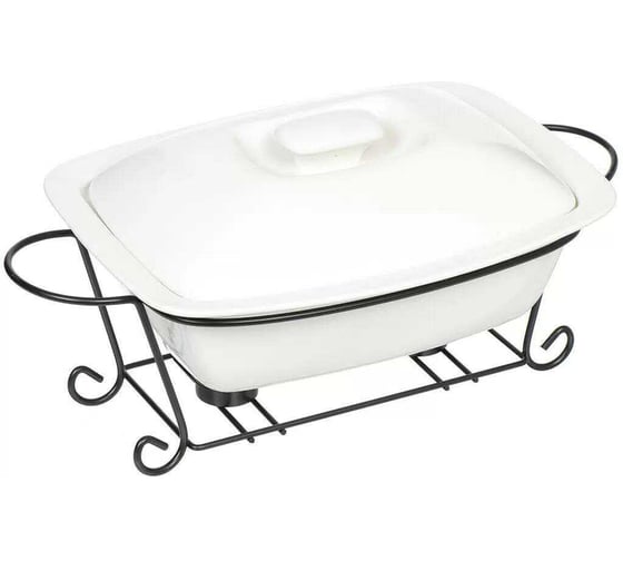 Мармит DANIKS керам, 2.7л, с крышкой, прямоуг, Классика, Y4-2753, бел 333238 1