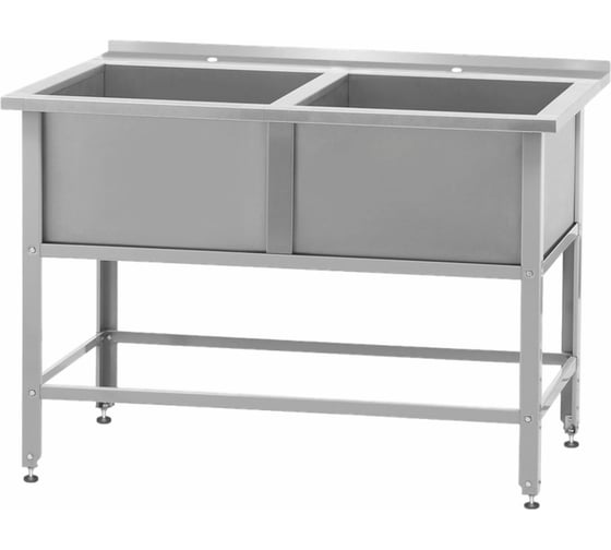 Ванна моечная Mecon ВМСб - 630/2 Base (полка с 2-мя отверстиями, борт) ВМС-2B63-пб-2о