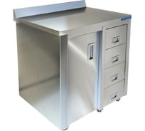 Стол-тумба ООО ПФ "ТЕХНО-ТТ" с бортом, задняя стенка нержавеющая сталь СПС-936/808НП