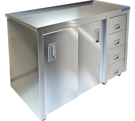 Стол-тумба ООО ПФ ТЕХНО-ТТ Без борта, задняя стенка оцинкованная сталь СПС-126/1400П 1