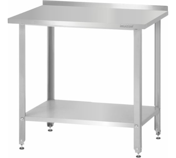 Стол производственный Mecon СПРн - 600х600х860 Norma Inox, борт (полка сплошная; ножка угловая) СПР-NIn606086-б-пс-ну