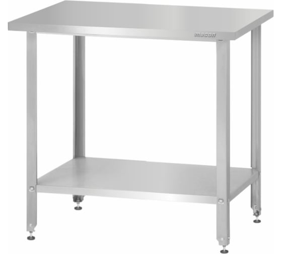 Стол производственный Mecon СПРн - 600х600х860 Norma Inox (полка сплошная; ножка угловая) СПР-NIn606086-пс-ну