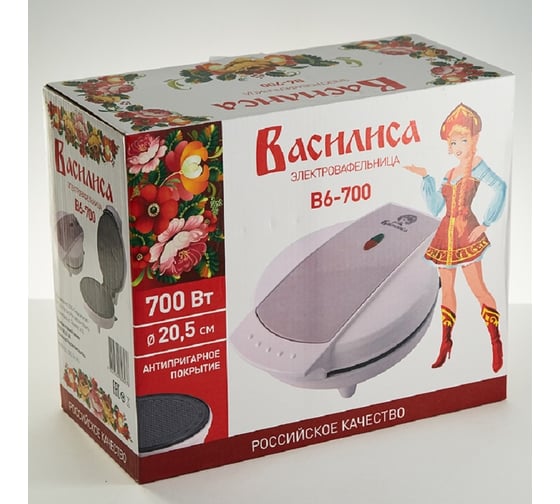 Вафельница Василиса КЛАССИКА В6-700, светло-сиреневая,700 Вт, антипр. покрыт., 20.5 см 0Р-00013568