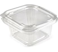 Одноразовый контейнер ЮПЛАСТ квадратный, 1000 мл, с крышкой, Юп-рксп, прозрачный, ПЭТ, комплект 300 шт. 608021
