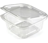 Одноразовый контейнер ЮПЛАСТ квадратный, 750 мл, с крышкой, Юп-рксп, прозрачный, ПЭТ, комплект 300 шт. 608020