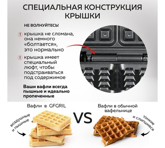 Электрическая вафельница для венских и бельгийских вафель GFGRIL GFW-012