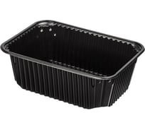 Одноразовый контейнер ЮПЛАСТ 1000 мл, комплект 100 шт., без крышки, 186x132 мм, черные, пп 607540