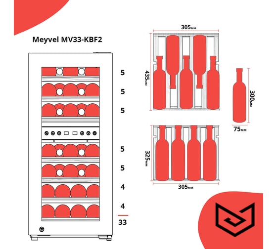 Винный шкаф MEYVEL MV33-KBF2 174741