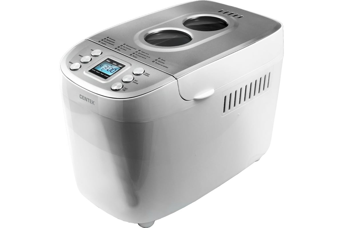 Хлебопечка Centek (бел./сталь) большой объем 1500 г, 860 Вт, 15 ...