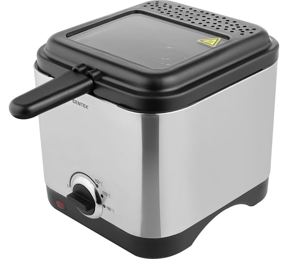 Фритюрница Centek 900 Вт, объём 1,5 л, чаша - антипригарная, стальной корпус, окно CT-1430