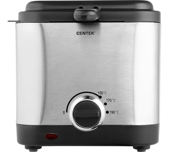 Фритюрница Centek 900 Вт, объём 1,5 л, чаша - антипригарная, стальной корпус, окно CT-1430