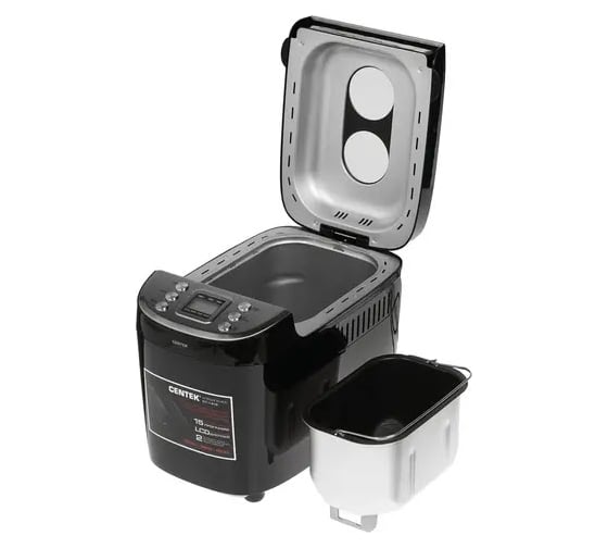 Хлебопечка Centek большой объем 1500 г, 860 Вт, 15 программ, таймер, LCD, окошко CT-1415 Black