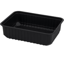 Одноразовый контейнер ЮПЛАСТ 750 мл, комплект 100 шт., без крышки, 186x132 мм, черные, ПП 607544