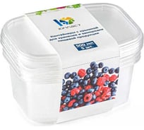 Набор контейнеров ЮПЛАСТ 500 мл, 138х102 мм, с крышкой, 5 штук с обечайкой, прозрачный, ПП ЮНАБ0103