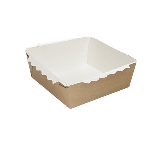 Салатник Оригамо крафт, 1200 мл, 145/165x145/165x65 мм, с прозрачной крышкой, 150 шт. 19-3565
