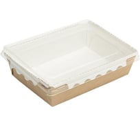 Салатник Оригамо крафт, 500 мл, 140/165x105/120x45 мм, с прозрачной крышкой, 300 шт. 19-3831