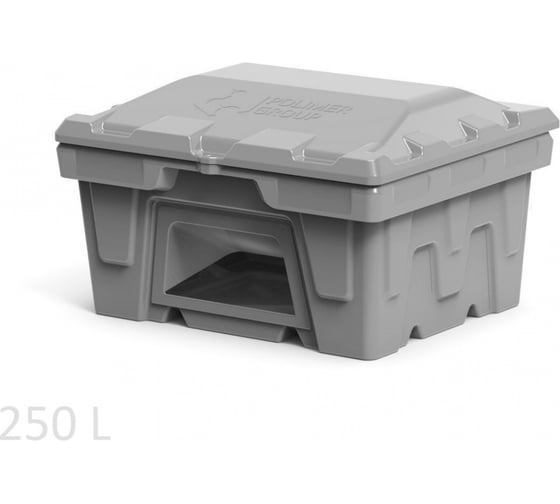 Ящик POLIMER GROUP 250 л, с крышкой и дозатором, цвет серый FB22506