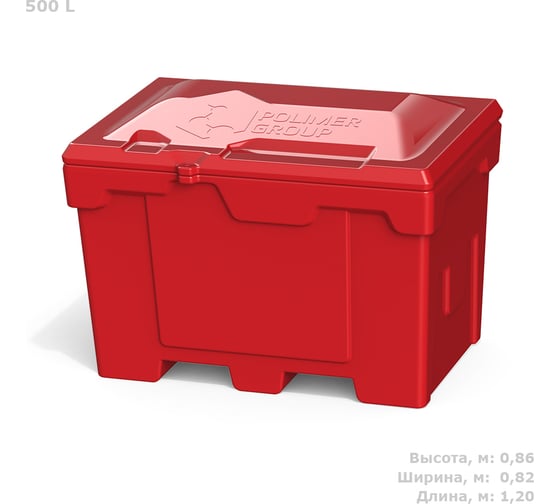 Ящик с крышкой POLIMER GROUP 500 л, цвет серый FB15006
