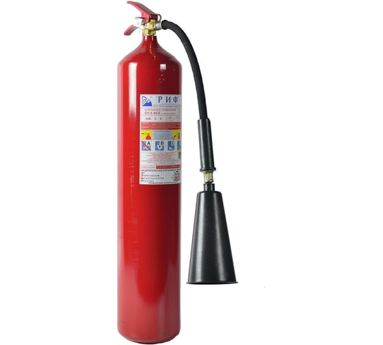 Углекислотный огнетушитель РИФ ОУ-5-ВСЕ 55В С Е, без кронштейна ...