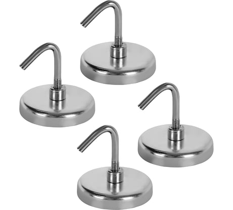 Магнитный крючок, 4 шт. КОБАЛЬТ основание 37,5 мм, до 3,6 кг, блистер 918-085