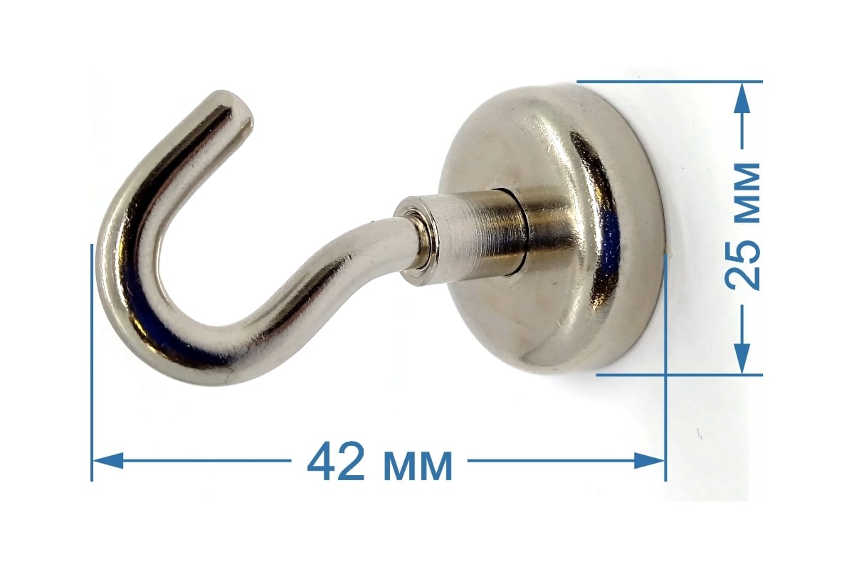 Магнитный крючок ПРОФ-МАГНИТ Е25, сцепление 22 кг, 4 шт. PMYP-Е-25 ...