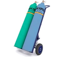 Тележка для двух пропановых баллонов RUSKLAD ГБ 2 с литыми колёсами и системой фиксации баллонов- ремень. ГБ 2 литые РЕМЕНЬ