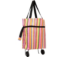 Хозяйственная складная сумка с выдвижными колесиками BRADEX, полоски TD 0516