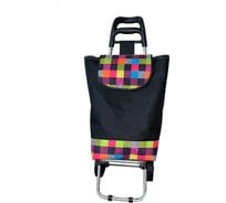 Хозяйственная тележка на 2 колесах FlexMet с сумкой, ткань, черная №1 ТХС04