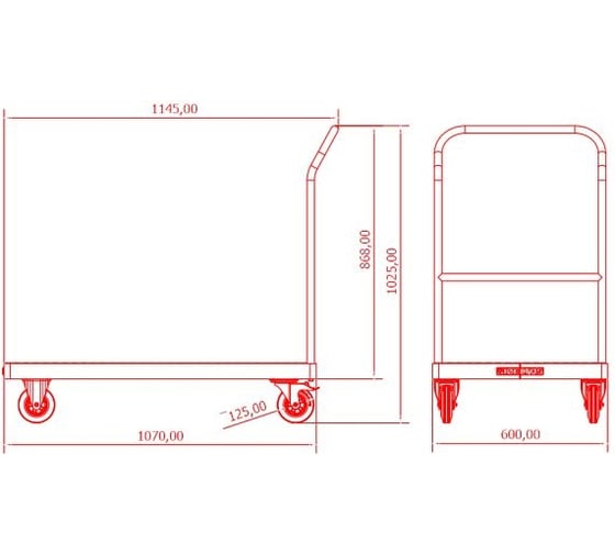 Платформенная тележка IZELTAS 600x1145x1104 мм 8545341005