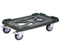 Тележка Дигрус п/э зеленая, колеса резиновые черные (два с тормозом) Т-6417-КРЧ-З/Д