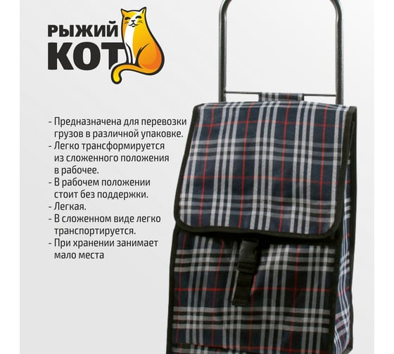 Тележка с сумкой Рыжий кот D203ECO Tartan 30 кг 00 2250