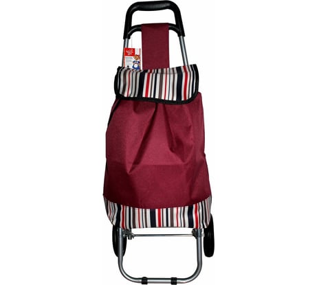 Сумка-тележка КОШКИН ДОМ водостойкая морозоустойчивая, колеса ПВХ 14,5см, полоски, БОРДО 30-07-005