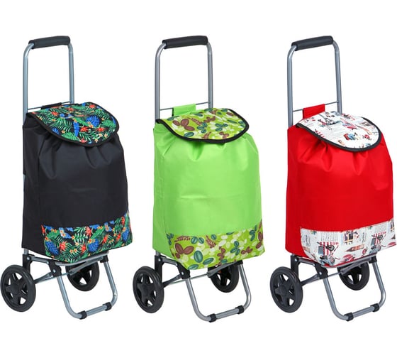 Тележка+сумка VETTA до 30 кг, 30x22x86 см, 21 л, брезент, колеса ЭВА d14,5 см 467-018 1