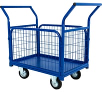 Платформенная тележка TOR ТП-2С 600х900, с бортами из сетки и двумя ручками, колеса 160 мм 1012414