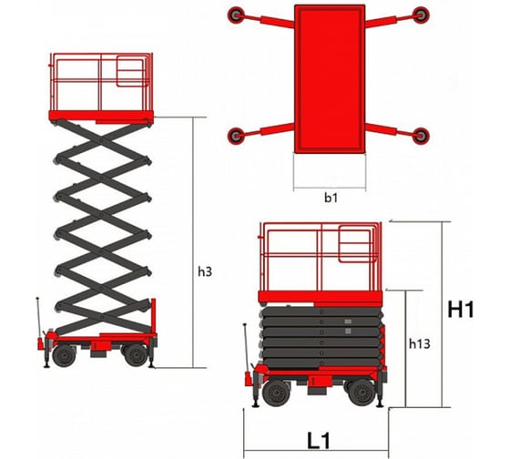 Ножничный передвижной подъемник OXLIFT QX-050-090 9000 мм, 500 кг, с выдвижной платформой 791605