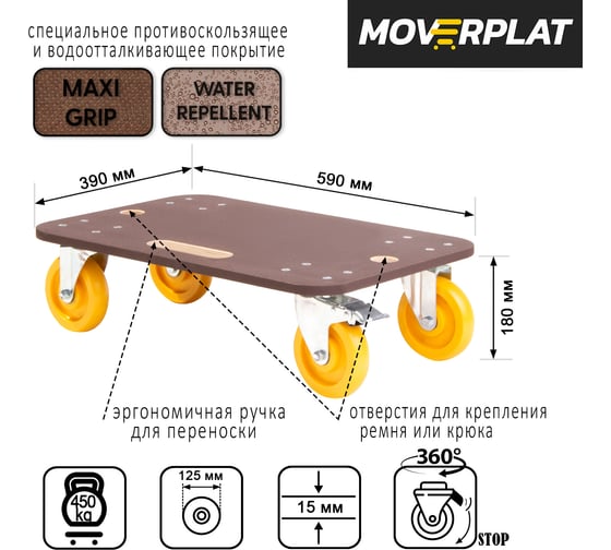 Платформенная тележка MOVERPLAT MEDIUM-M-125-PP