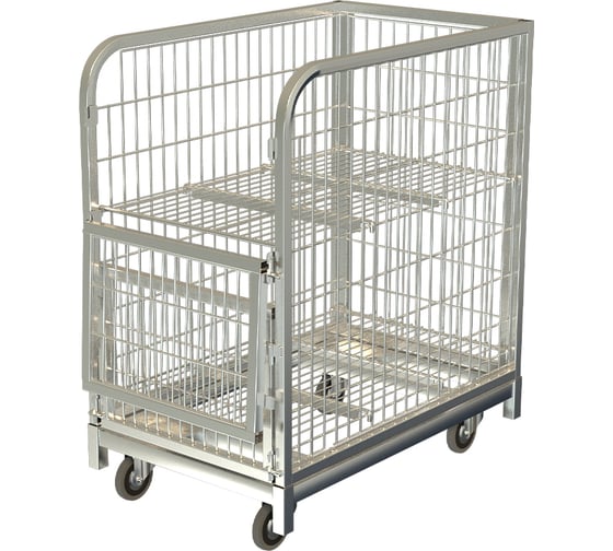 Контейнер сетчатый ЮНИТРЕЙД 450х700х800, с 2-мя регулир. полками, дверцами, колёса 75мм (2 с тормозом, 2-без тормоза), о. 04.01.001.01.14.0001.00