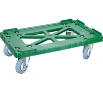 Тележка Тара.ру п/э, 600x400 мм, серые резиновые колеса, Россия, цв. зелёный 08173