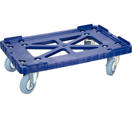 Тележка Тара.ру п/э, 600x400 мм, серые резиновые колеса, Россия, цв. синий 08174