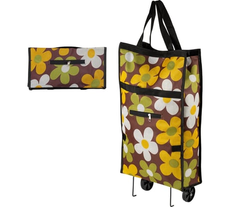 Складная сумка-тележка Рыжий кот ATB-03 ромашки, 61x32x13 см 104583