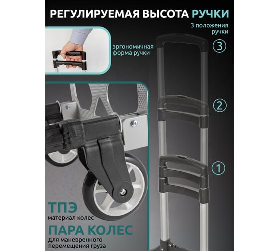 Складная тележка с сумкой и телескопической ручкой WMC TOOLS WMC-106-4A(51830)