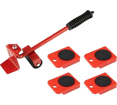 Набор для перемещения мебели А5 комплект из 5 шт.: 4 подкатные платформы + 1 домкрат, 150 кг 1007863