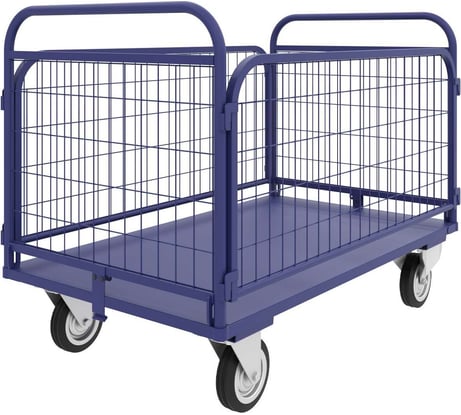 Платформенная тележка с сетчатыми бортами и складными ручками RUSKLAD ТСРС 2, 600х900 мм, d125 мм ТСРС 2 125