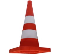 Конус дорожный ТЕХНОЛОГИЯ КС-2.6 520 мм, мягкий, комбинированный, (КВАДРАТНОЕ ОСН) (1 светоотр., 1 белая полосы) 00-00001417