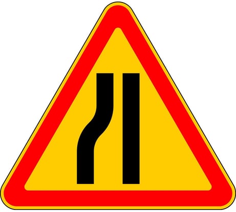 Знак дорожный ООО ПК МАГИСТРАЛЬ 1.20.3 Сужение дороги слева А900 мм пленка тип А желтый фон 4687206375413