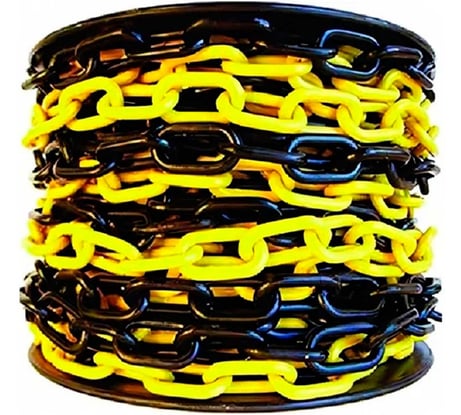 Пластиковая сигнальная цепь Turbosky черно-желтая, 8 мм, бухта 50 м 706