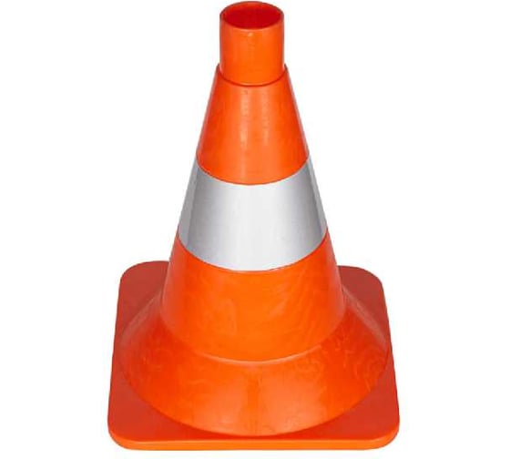 Конус дорожный ТЕХНОЛОГИЯ КС-1.6 320 мм мягкий, 1 светоотражающая полоса (квадратное основание) (Ц) 00-00010074