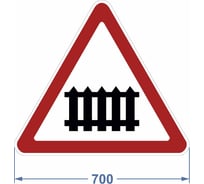 Дорожный знак 1.1 "Железнодорожный переезд со шлагбаумом" PALITRA TECHNOLOGY 120005-1-1-I